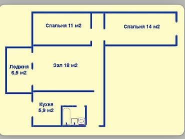 Продажа квартир: 3 комнаты, 55 м², 2 этаж, Старый ремонт — 1