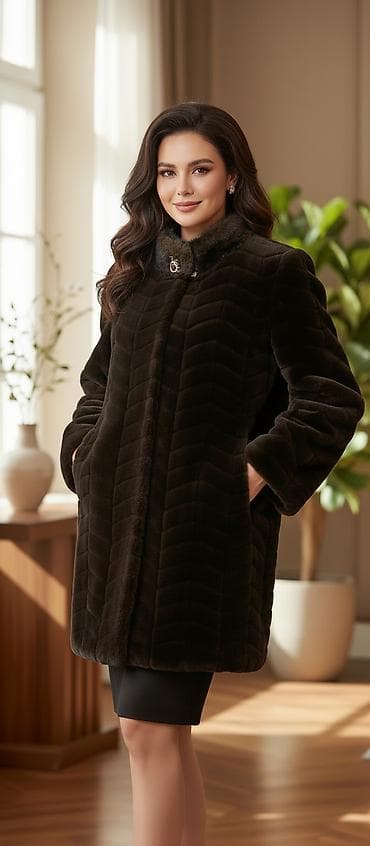 Шуба тёмные коричневый свет, 52 размер тизенден болот, жылуу и