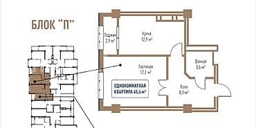 seven: 1 комната, 45 м², Элитка, 10 этаж, Готовая ПСО (под самоотделку) — 1