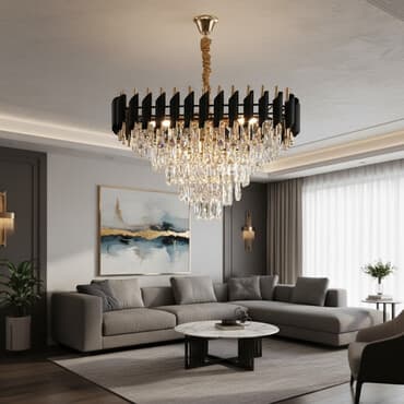 Подвесная люстра с кристаллами, современная геометрия - Форма