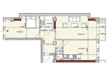 house: 2 комнаты, 82 м², Элитка, 8 этаж, Готовая ПСО (под самоотделку) — 2