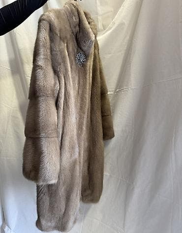 мех воротник: Шуба, Норка, По колено — 8