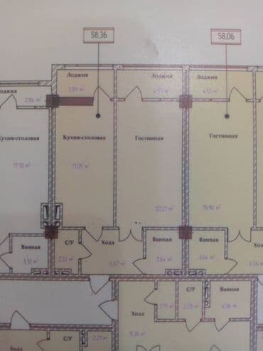 тамчы аренда дом: 1 комната, 58 м², Элитка, 9 этаж, ПСО (под самоотделку) — 2