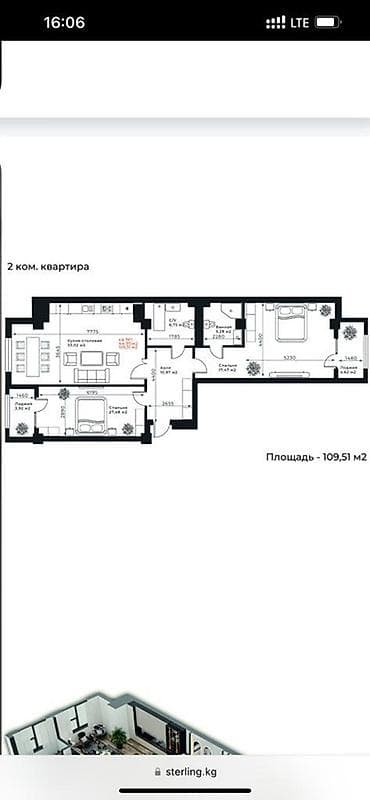 gala group: Элитка, 3 комнаты, 109 м² — 1