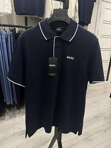 Рубашки: Мужская рубашка, S, L, XL, Boss, Новый, цвет - Синий, Самовывоз — 1