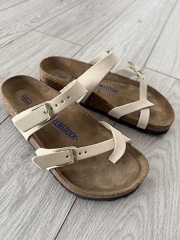 Сандалдар жана шлепкалар: Босоножкалар, 37, Birkenstock, Жаңы, түсү - Саргыч боз, Өзү алып кетүү — 10
