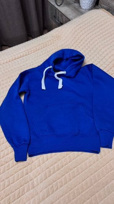 толстовка подростковый: Худи унисекс, насыщенный синий цвет. - Классический крой с капюшоном и — 1