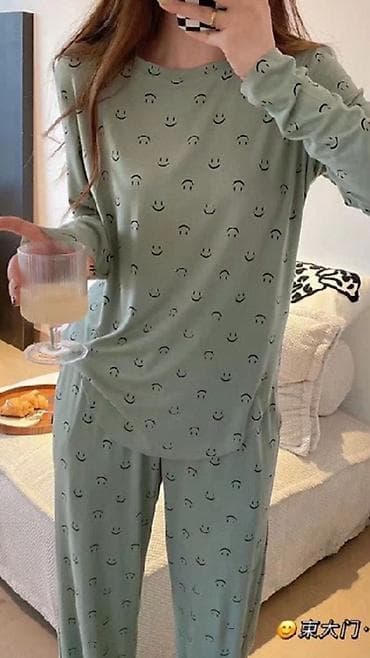 Жеке буюмдар: Домашний костюм-двойка с принтом смайлов - Комплект: лонгслив с — 3