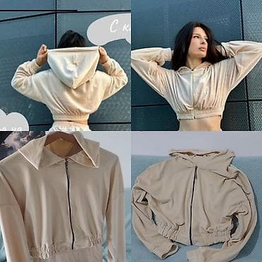 зип кофта: Кофта, Укороченная модель, Осень-весна, Корея, M — 1