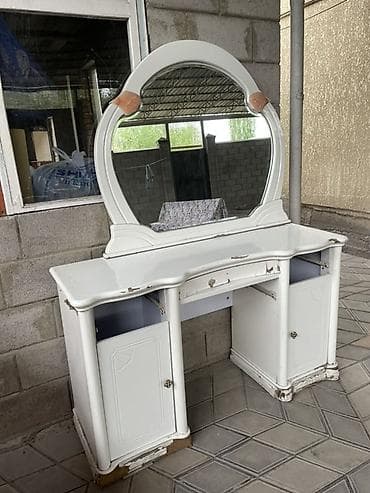 Туалетный столик, С зеркалом, цвет - Белый