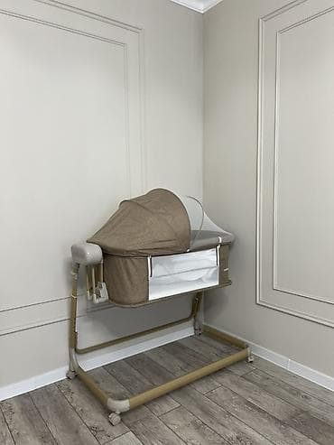 коляска люлька: Детская приставная кроватка, С колесиками, цвет - Коричневый — 1