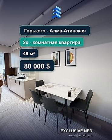 8: 2 комнаты, 49 м², ул. Горького / Алматинка Элитка, 8 этаж, Евроремонт — 1