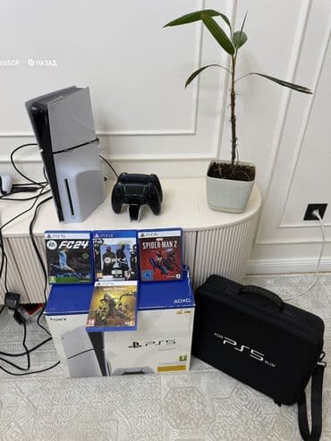 PS5 Slim 1TB как новый! два оригинал джойстика игры на дисках сумка