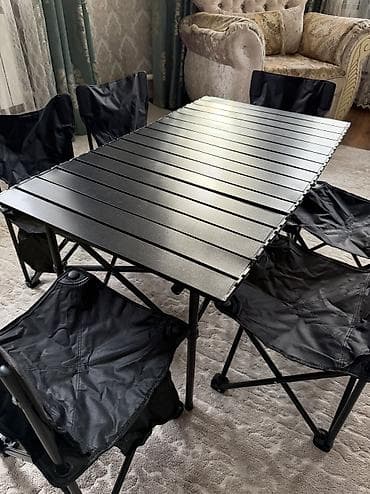 пенал для посуды: Комплект для пикника/дачи: раскладной стол + 6 складных стульев — 4
