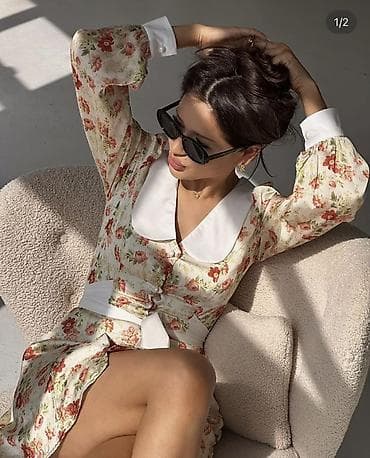 Платье мини с цветочным принтом от Ange dress Нежное платье ткань — 1