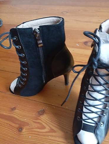 черные ботильоны на каблуке: Женские ботильоны на шпильке - Цвет: черный - Дизайн: комбинированный — 2