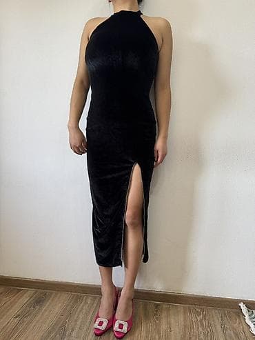 коктейли: Вечернее платье, Коктейльное, Длинная модель, Велюр, Без рукавов, M — 3