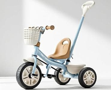 коляска на двоих: Детский трёхколёсный велосипед с родительской ручкой - Лёгкая рама — 1