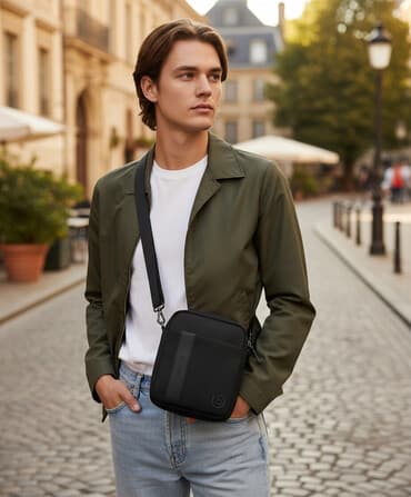 сумки для документов: Барсетка, Материал: Комбинированный материал, Застежка на молнии, Множество карманов, Моющийся материал, Новый — 1