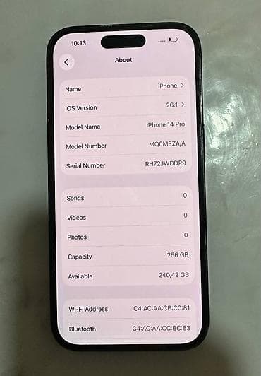 IPhone 14 Pro, Б/у, 256 ГБ, Черный, 83 %