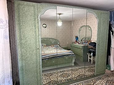 Офис эмереги: Уктоочу бөлмө гарнитуру, Колдонулган, Эки кишилик керебет, Шкаф, Комод, Белоруссия, МДФ, түсү - Жашыл — 1