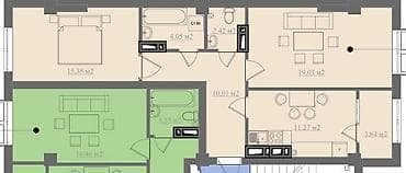 2 комнаты, 66 м², Элитка, 4 этаж