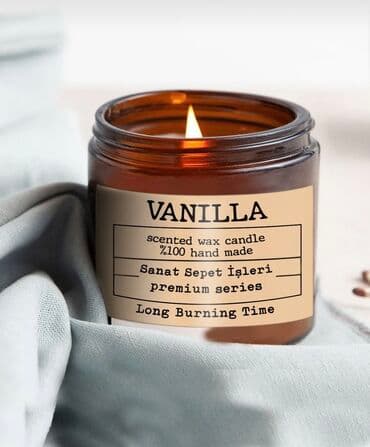 Ароматическая свеча в янтарной банке (с ароматом кофе) 330 gr Высота