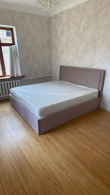 Уютные мягкие кровати с высоким изголовьем Бежевая 180*200 Синяя