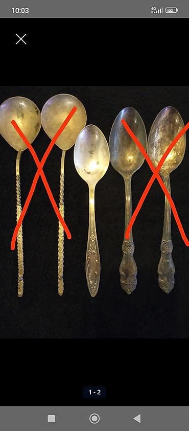 ложки мельхиоровые: Продаю ложки б.у по 10 сом за штуку из нержавеющей стали. Из мельхиора — 3