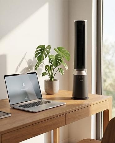 Бытовая техника: Напольный башенный вентилятор Midea - Элегантный вертикальный дизайн — 4