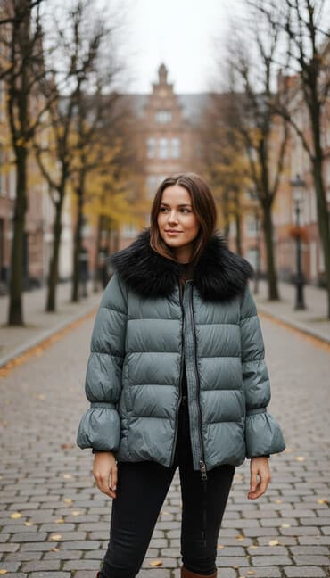 Пуховик, По колено, Италия, Стеганый, L