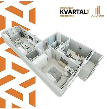 жк молодежный: 2 комнаты, 71 м², Городское ГАИ 108 серия, 4 этаж, ПСО (под самоотделку) — 3