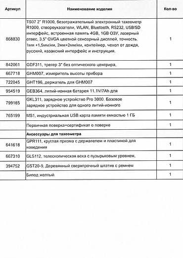 физ прибор: Электронный тахеометр Leica TS07 R1000, безотражательный, угол 2" — 2