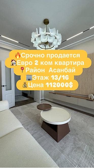 Батирлер: 2 бөлмө, 63 м², Асанбай мкр Элитка, 13 кабат — 1
