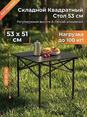 Складной походный стол, Новый, Другой материал, цвет - Черный