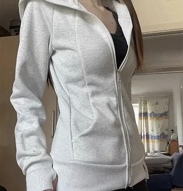 белый свитшот: Худи, Удлиненная модель, Новый, S — 1