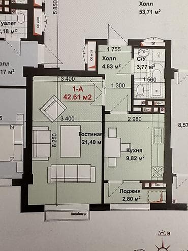 ts group: 1 комната, 42 м², Элитка, 9 этаж, Готовая ПСО (под самоотделку) — 2
