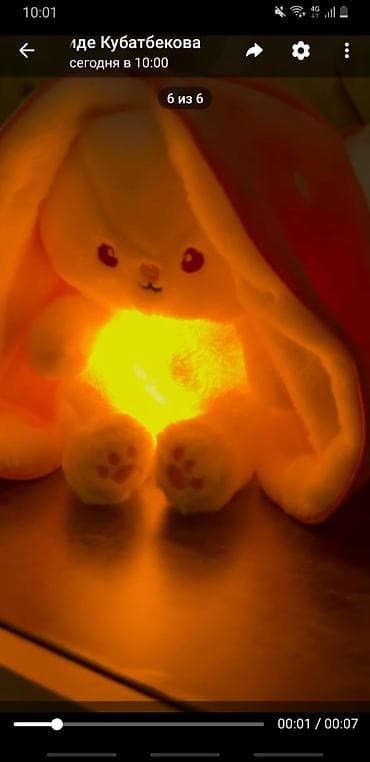 зайчик: Дышащий и светящийся зайчик. Плюш ультрамягкий, тактильно приятный, с — 2