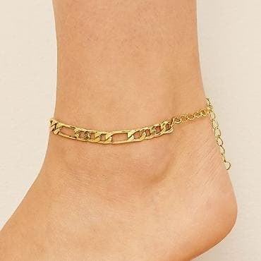 браслет для ног: Изысканный золотистый браслет Ц на щиколотку — элегантный акцент — 1