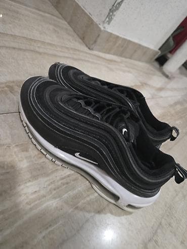 nike tech flece: Кроссовки Nike Air Max 97, черный цвет с контрастной белой подошвой и — 1