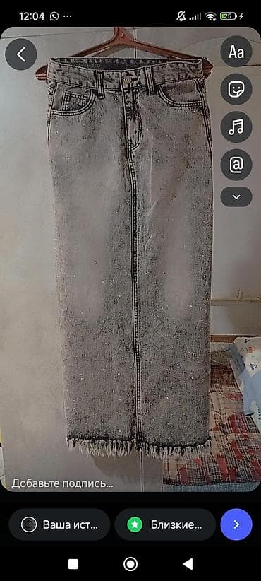 женская обувь 39 размер: Юбка, Модель юбки: Прямая, Миди, Джинс, Высокая талия, С пайетками — 1