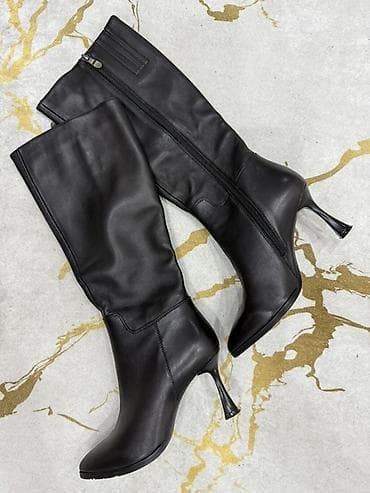 Сабо: Высокие женские сапоги Molka на тонком изящном каблуке. - Цвет — 1