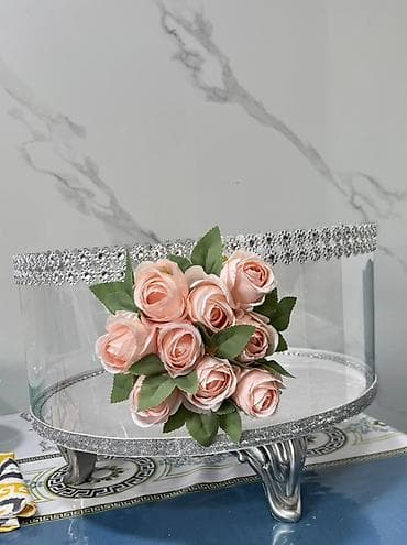 стаканы для свечей: Праздничная подставка/витрина для торта с прозрачным бортиком - — 3