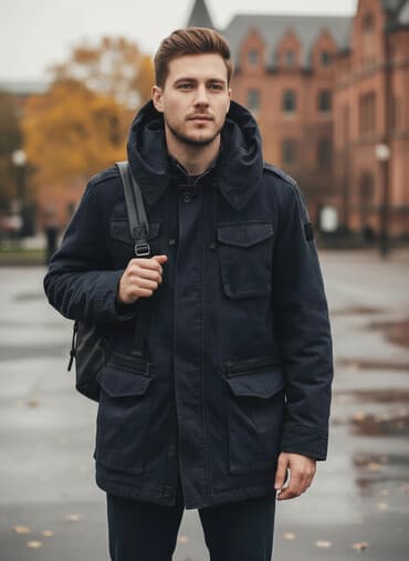 отук кышкы: Мужская парка/куртка с капюшоном, темно‑синяя (почти черная) — 1