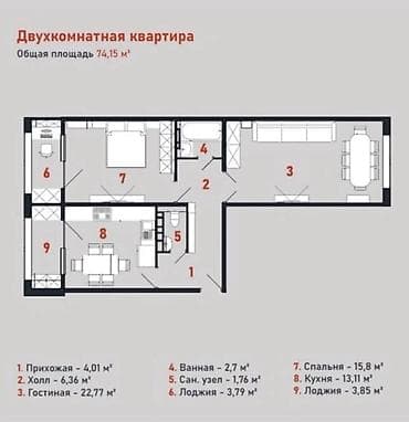 Квартиры: 1 комната, 74 м², Элитка, 5 этаж, Готовая ПСО (под самоотделку) — 1