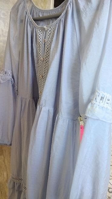 платье оверсайз: Платье свободного кроя в стиле бохо, нежно-голубого цвета. Покупала — 4