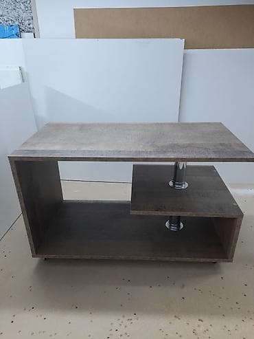 small table: Журнальный стол, Новый, Прямоугольный, С колесиками, цвет - Серый — 3