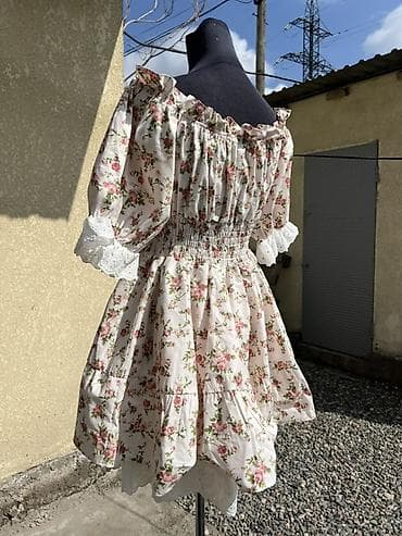 женские летние комбинезоны: Повседневное платье, Made in KG, Лето, Короткая модель, Хлопок, Крестьянка, XS, S, M — 7