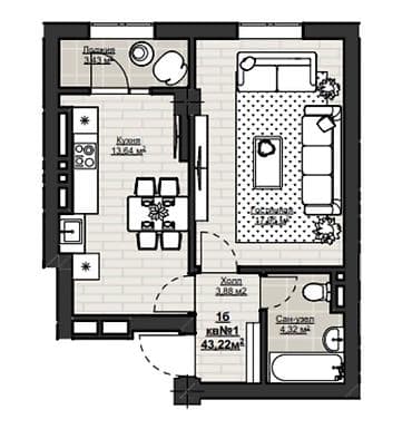 real sight: 1 комната, 43 м², 4 этаж — 2