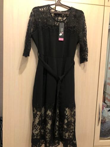 стильные модные платья больших размеров: Абсолютно новое очень красивое черное платье, Турция. 48-50 размер — 1